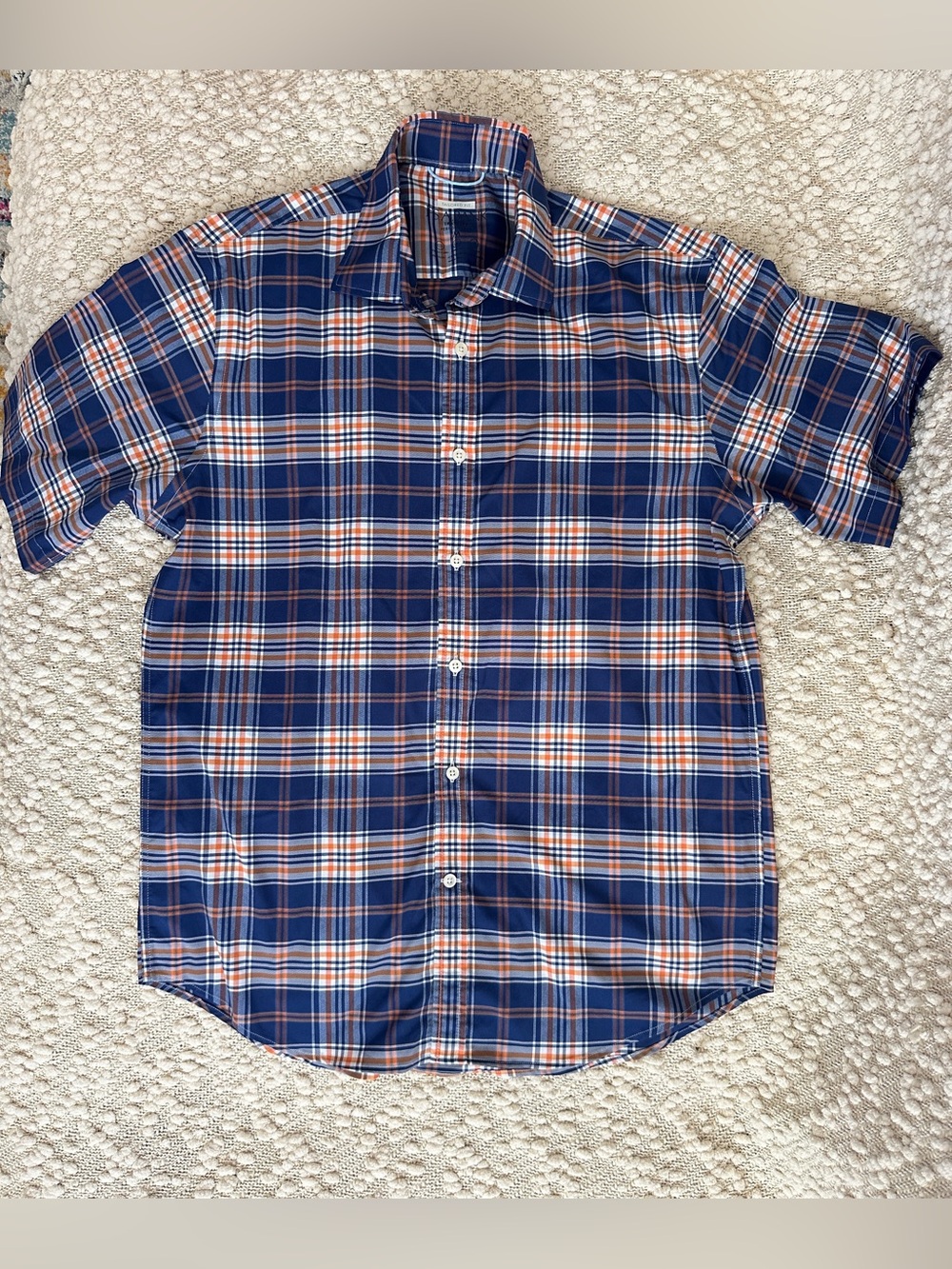 Jos A Bank Mens M Traveler Performance Plaid Short Sleeve Button Up Stretch⁠